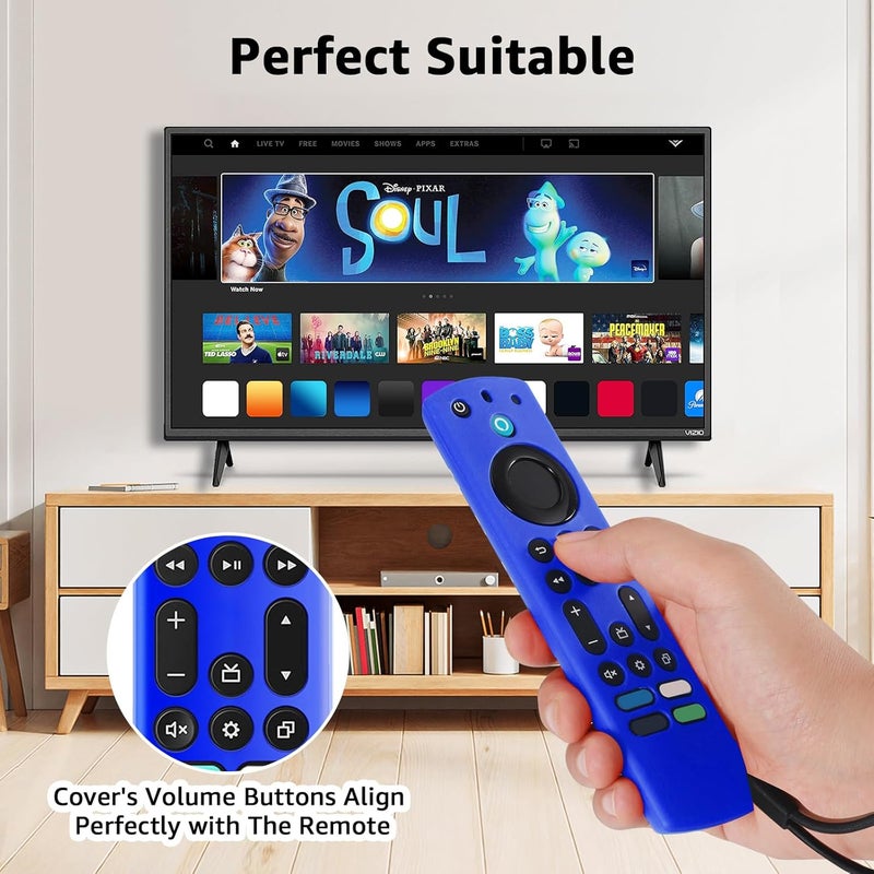 OneBom (2 Pack) Silicone TV Remote Cover, (6.2 Inch*1.5 Inch) Glow in The Dark, Anti Slip Silicone Protective Case with Lanyard(Red&Deep Blue) - Image 4